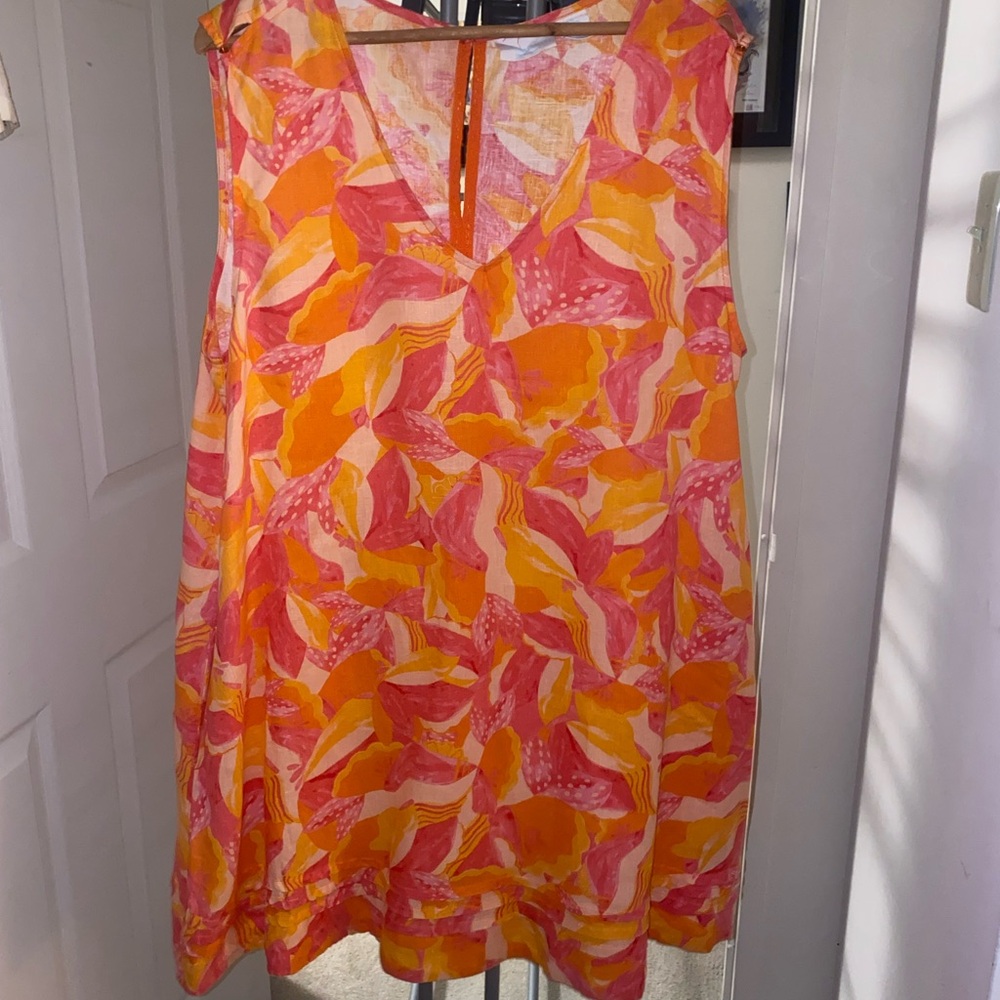 Cynthia Rowley Pink and Orange Linen Dress